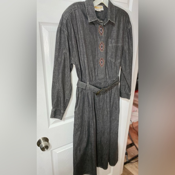 SOLD Vintage 90’s California Girl Button Up Belted Western A Line Dress Mint - Picture 6 of 10